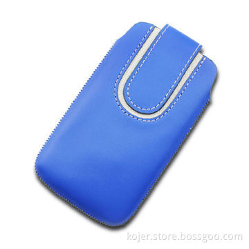 Leather Case for Apple's iPhone 4 with Magnetic Flap Closure and Retractable Pull-tab on the Back